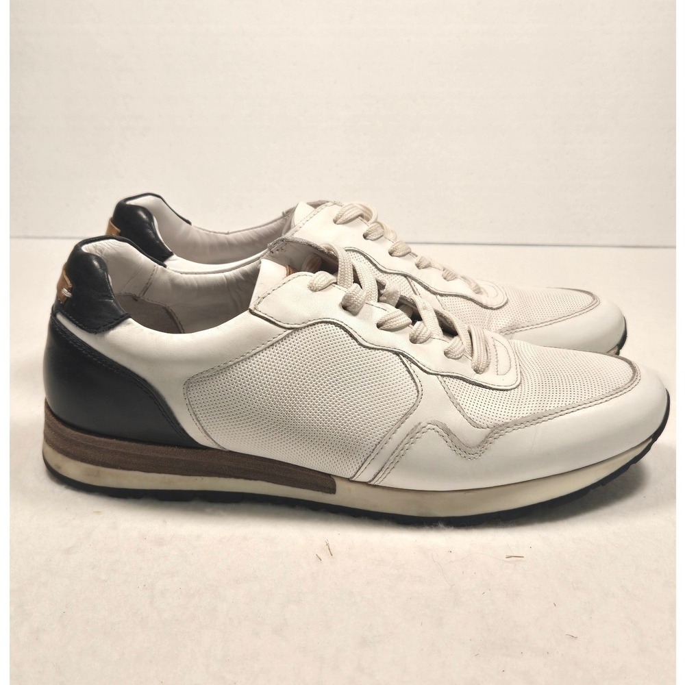 Anthony Veer Essentials Sneakers Mens 8 White Black Leather Excellent Handmade